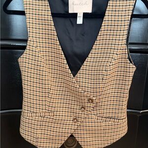 Hutch Anthropologie Houndstooth Vest with Button Detail XSmall